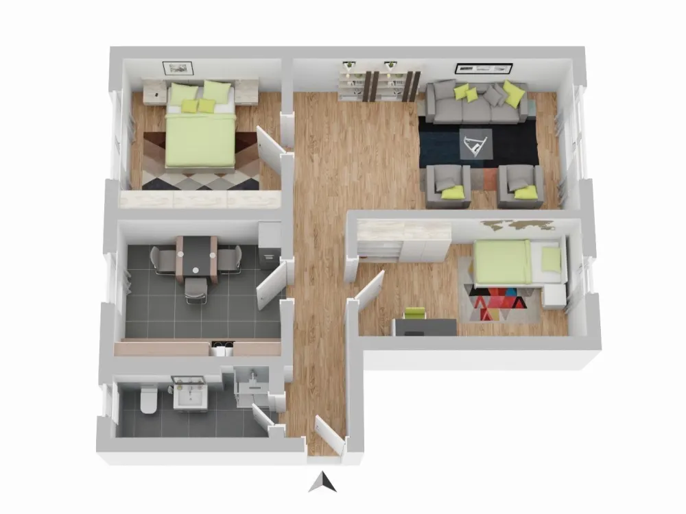 3-Room Apartment in Groß Lüsewitz | 62 m² | Fitted Kitchen