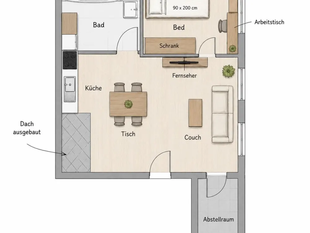 Erstbezug! Modernes DG Apartment mit Klimaanlage