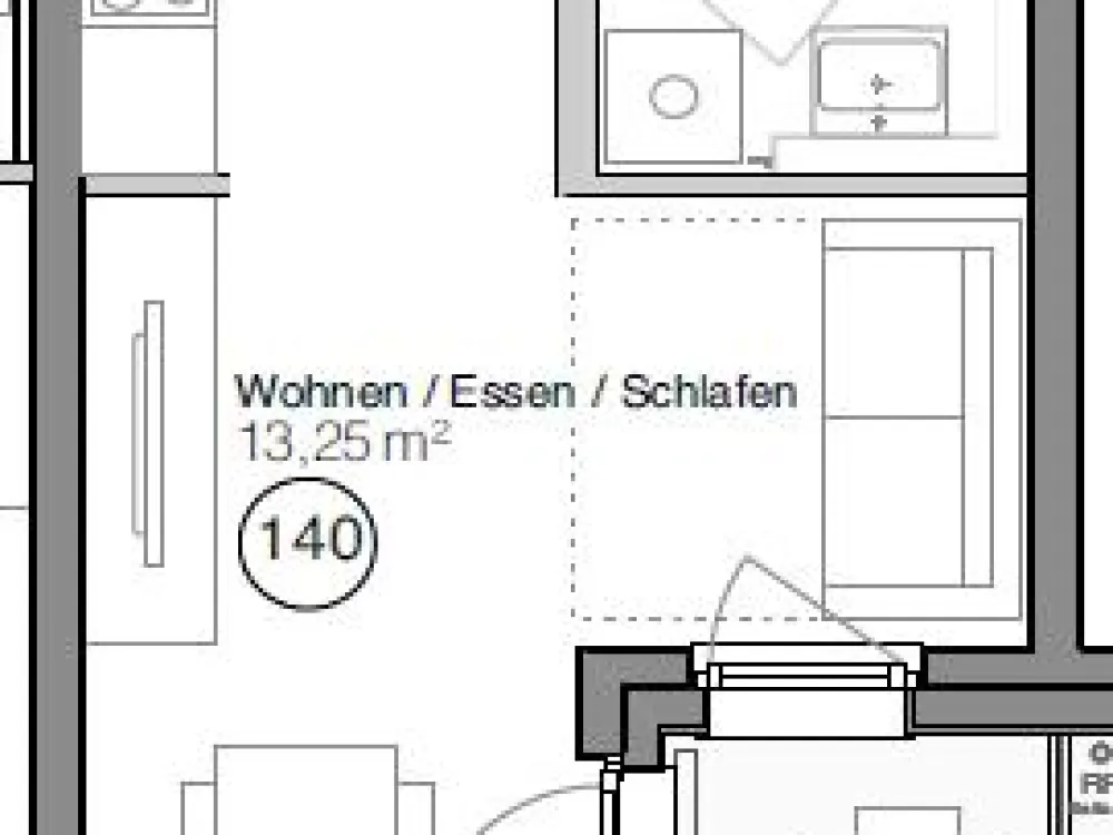 Helle 1-Zimmer-Wohnung mit Balkon und Einbauküche in München-Preußenstraße