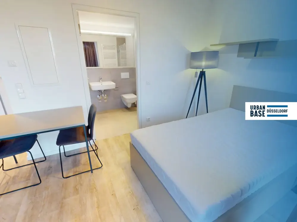 URBAN BASE: Vollmöbliertes 1-Zimmer-Large-Apartment mit EBK, BALKON, ALL-IN-MIETE, UVM. am Rheinufer
