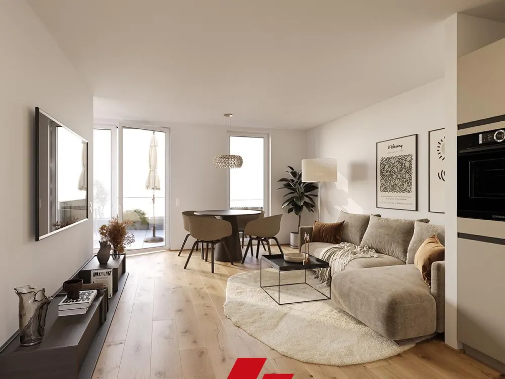 Newly Built First Occupancy: Exclusive and High-Quality Equipped 2-Room Apartment in the Top Floor, 2 Balconies in House B