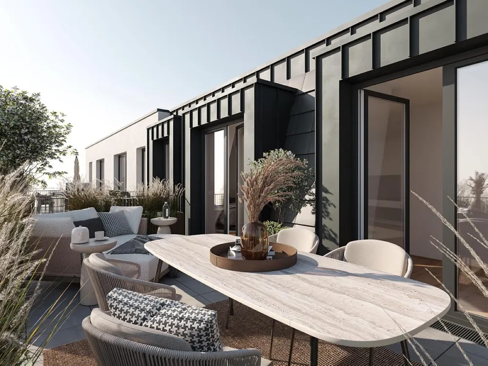 Newly Built First Occupancy: Exclusive and High-Quality Equipped 2-Room Apartment in the Top Floor, 2 Balconies in House B