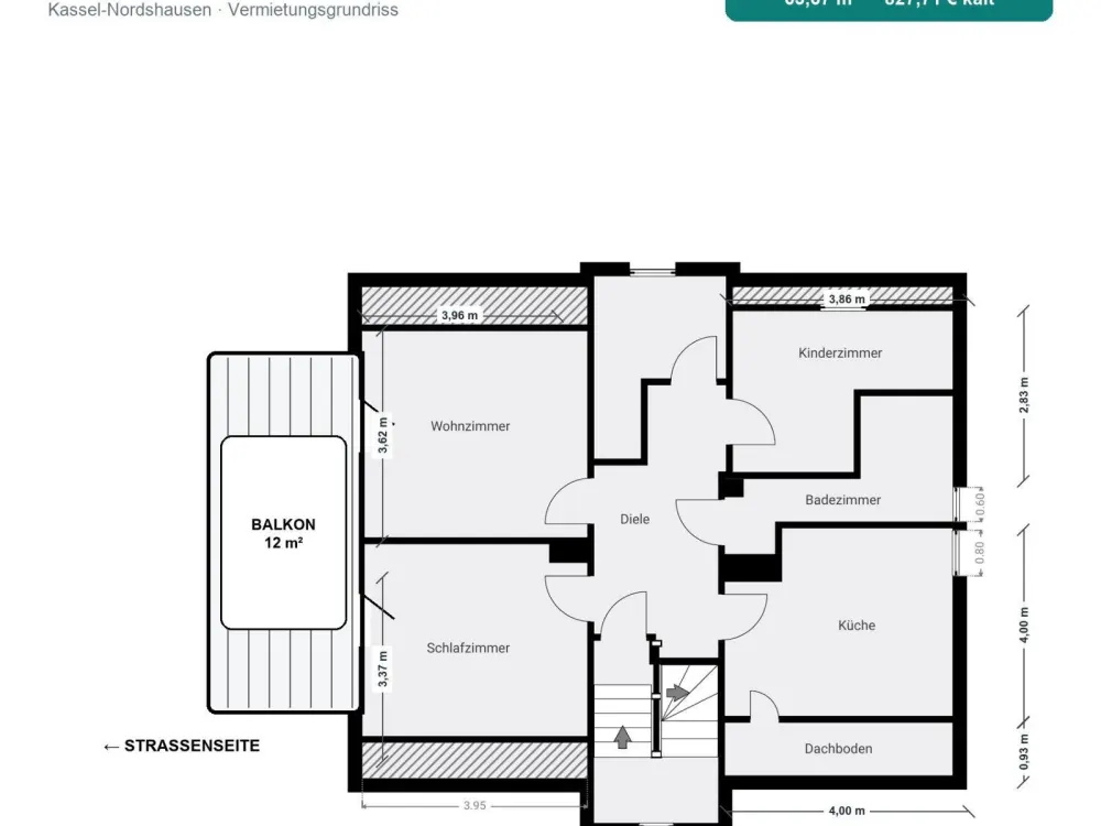 First Occupancy: 3-Room Attic Apartment with Balcony | Nordshausen