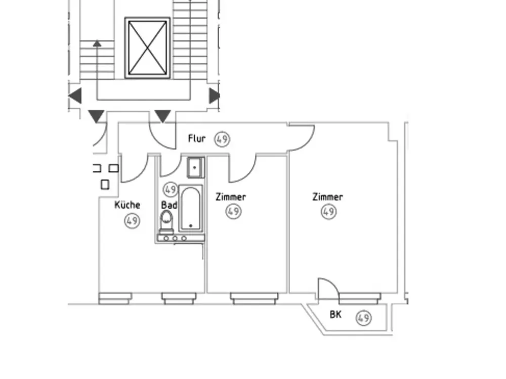 ZEC6-34 ruhige 2-Zimmer Wohnung mit Balkon und Aufzug