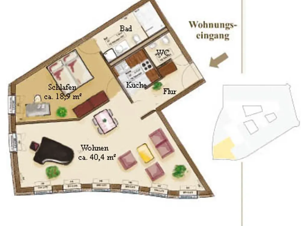 * möbliert, zentral u. exklusiv Wohnen im Zentrum der Stadt mit Concierge u. Dachterrasse *