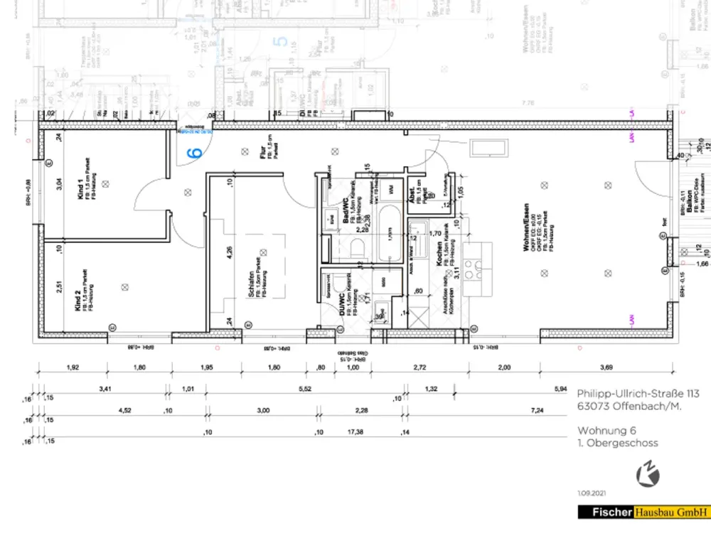 Charmante 4½-Zimmer-Wohnung am Park, Balkon, Einbauküche, 2 Bäder und Tiefgarage