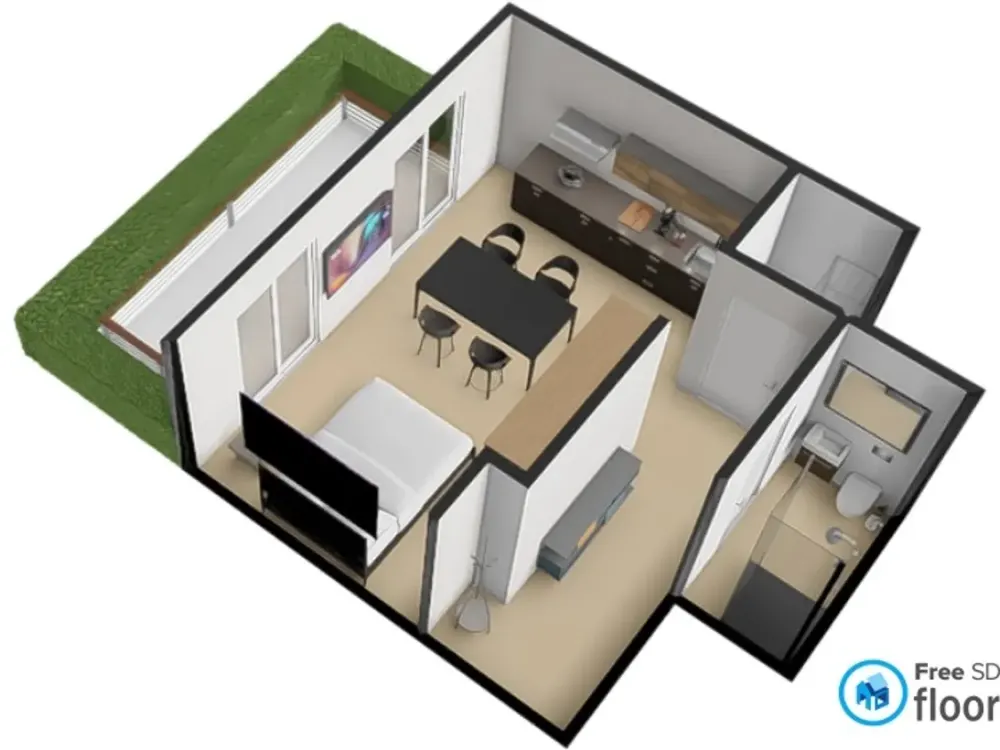 NK-ALL-INC: Voll möblierte moderne und gepflegte 1,5-Zimmer-Wohnung mit Terrasse in Köln-Bayenthal