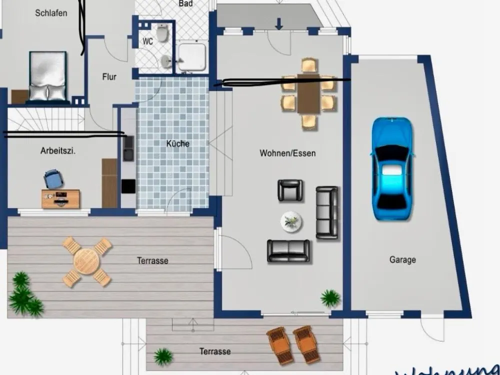 Großzügige 3 Zimmer Wohnung mit Garten, Garage, EBK und Keller