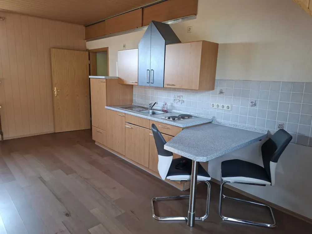 Quiet 1-Room Apartment with Large Balcony and Green View, Fitted Kitchen