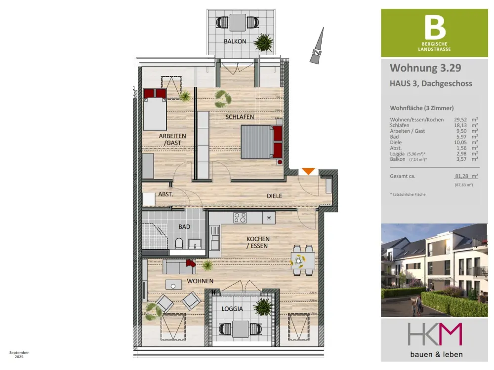 3- Zimmer- Dachgeschosswohnung in Schlebusch- Ihr neues Zuhause mit Weitblick