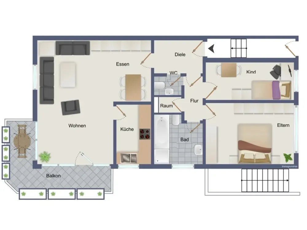 Attraktive 3-Zimmer-Wohnung mit Balkon in Süd-West Ausrichtung inkl. Klimaanlage in Willich