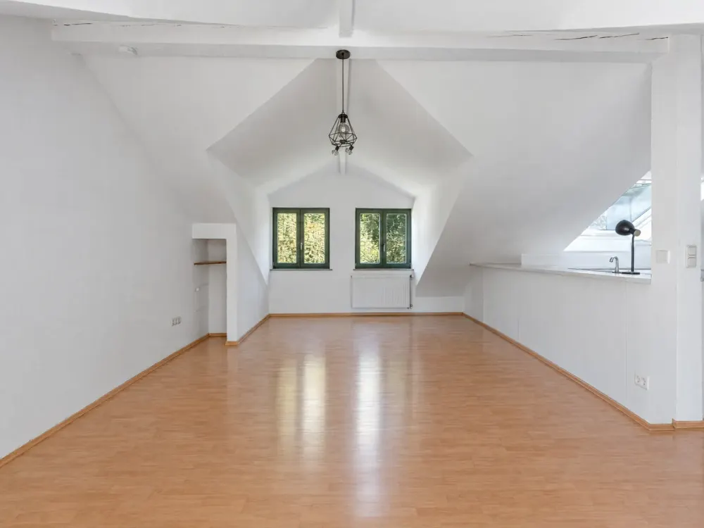 Living with Loft Character - 2-Room Attic Apartment with Balcony & Fitted Kitchen in Paderborn-Dahl