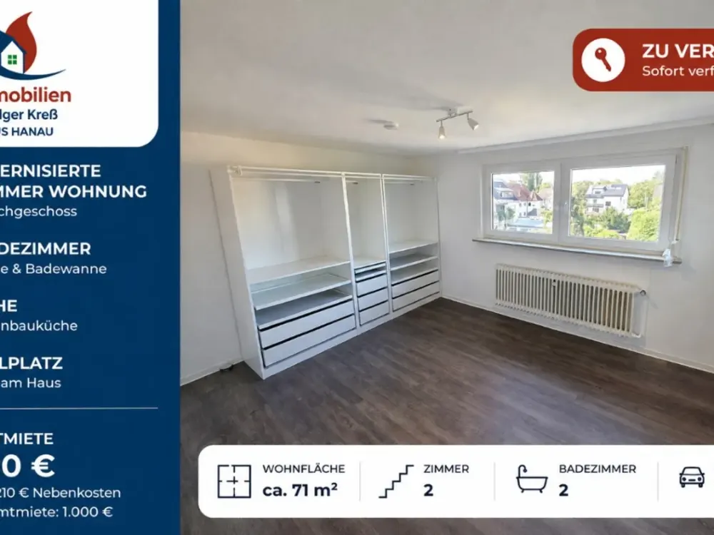 Attraktive 2 Zimmer Wohnung im Dachgeschoss mit Küche, 2 Badezimmer in ruhiger 5-Parteien-Anlage