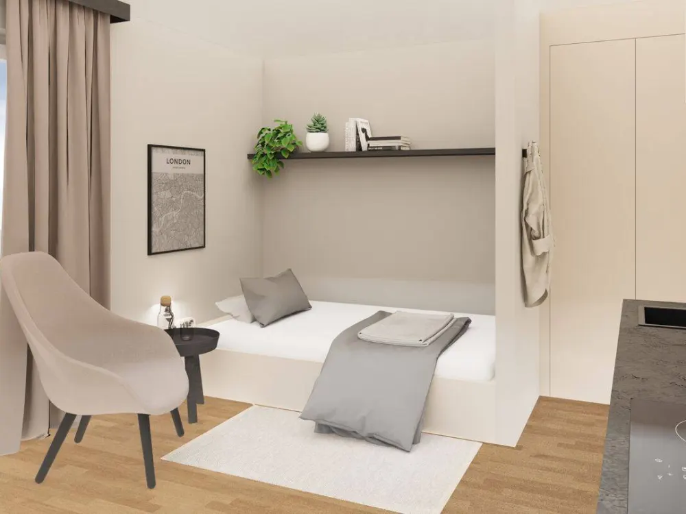 seventy2west - Möblierte Microapartments Apartment 15 mit Balkon
