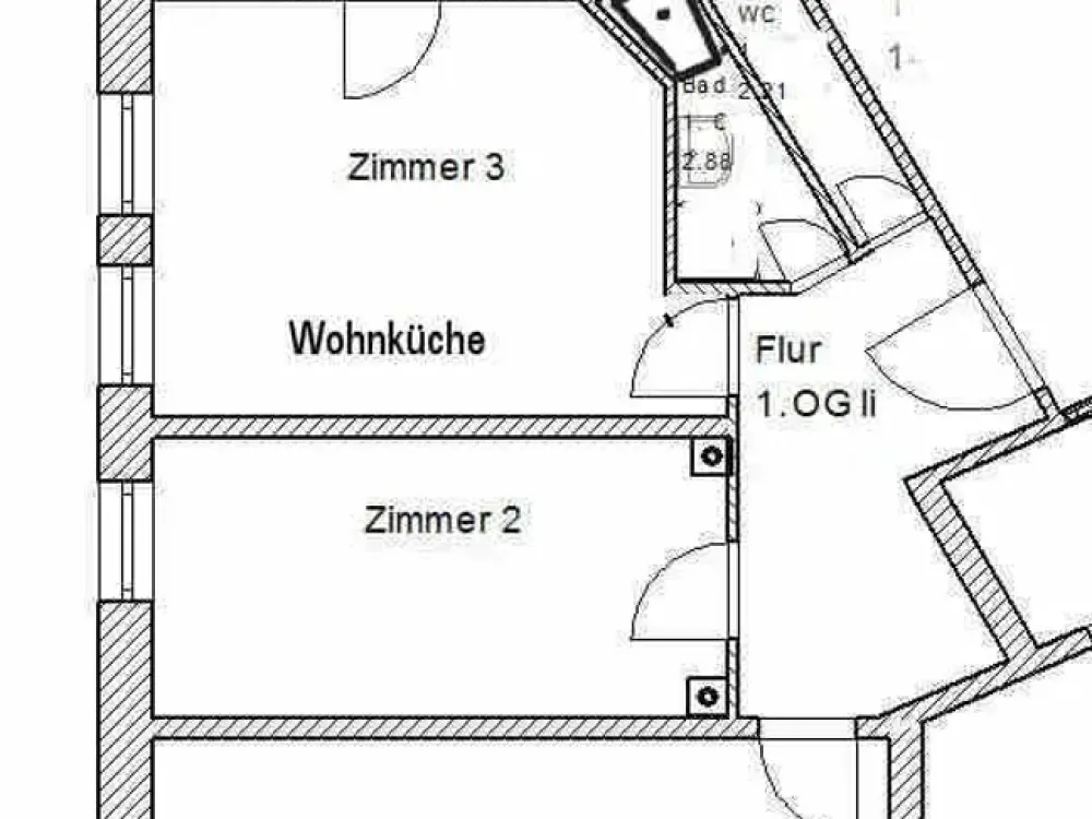 Kulturdenkmal, modernisiert, 3 Zimmer, EBK, Jugendstil, Stuck
