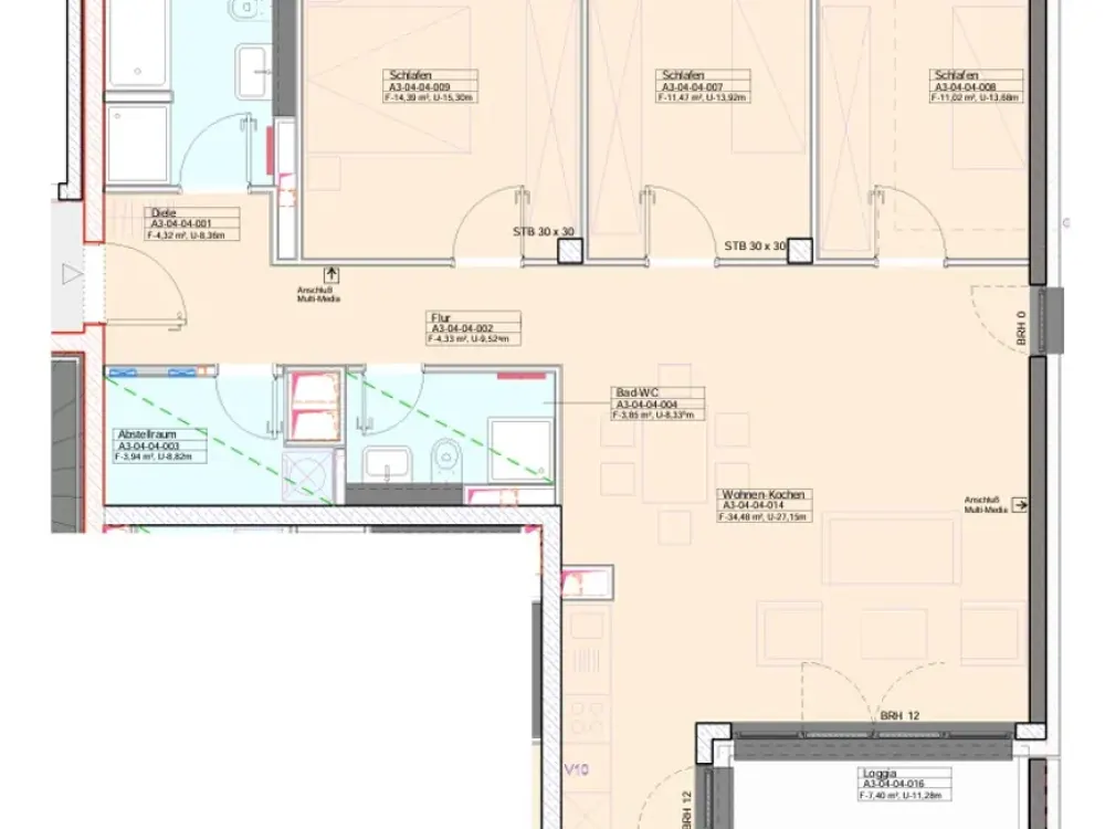Komfortables Wohnen: Moderne 4-Zimmer-Wohnung mit Loggia und zwei Bädern