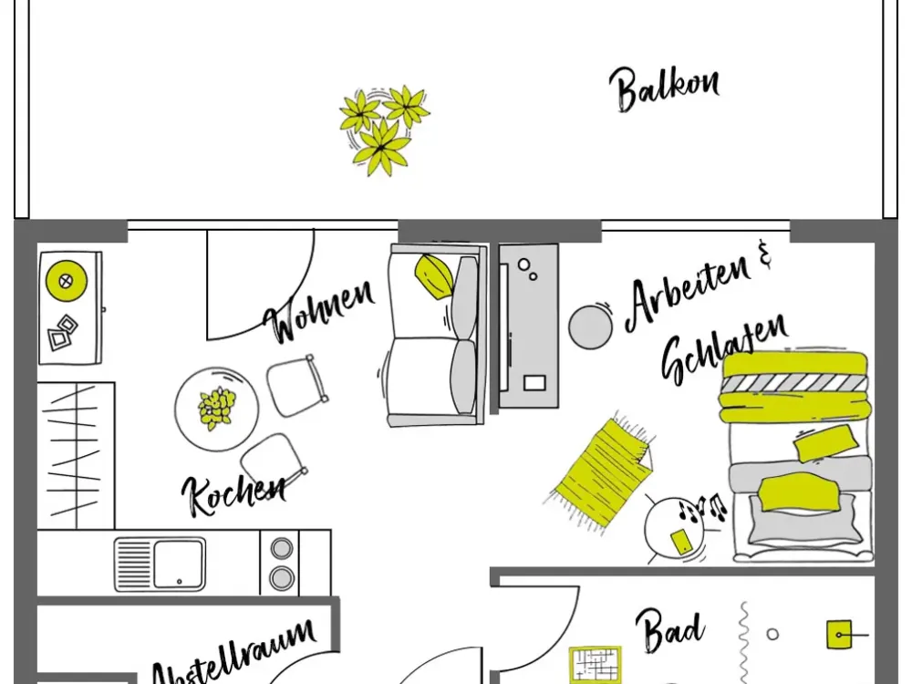 Möbliertes Penthouse-Apartment mit Dachterrasse