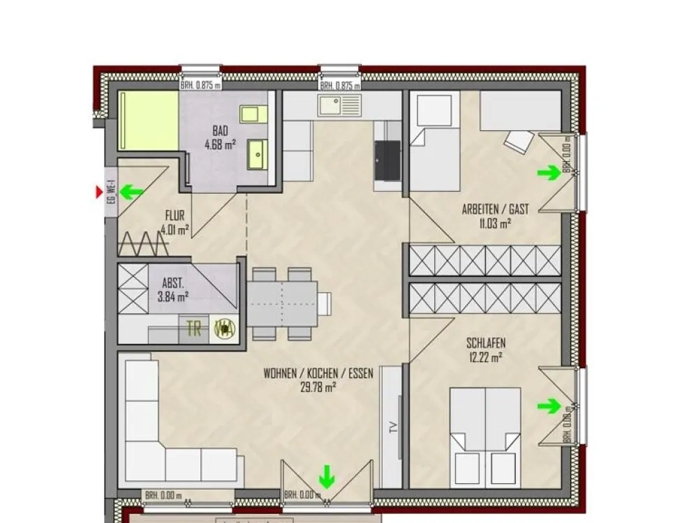 Newly Built 3-Room Ground Floor Apartment with Terrace and Garden Share