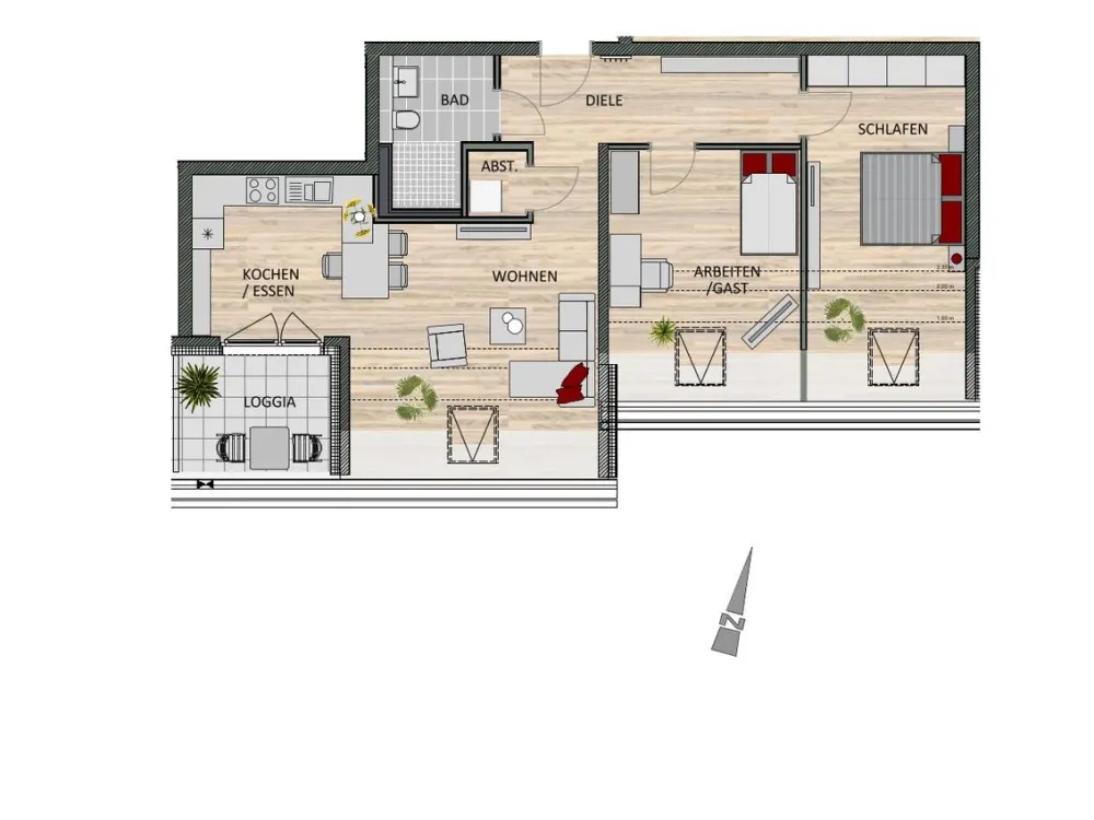 moderne Dachgeschosswohnung mit guter Anbindung nach Köln