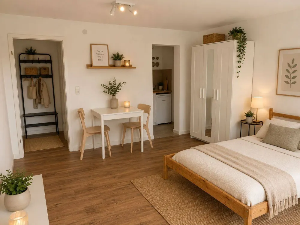 Modernisiertes, voll möbliertes Apartment mit eigener Terrasse und Blick ins Grüne