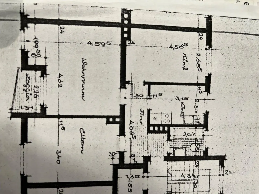 Mietwohnung 63 qm, 3 Zimmer und Küche, Diele, Bad