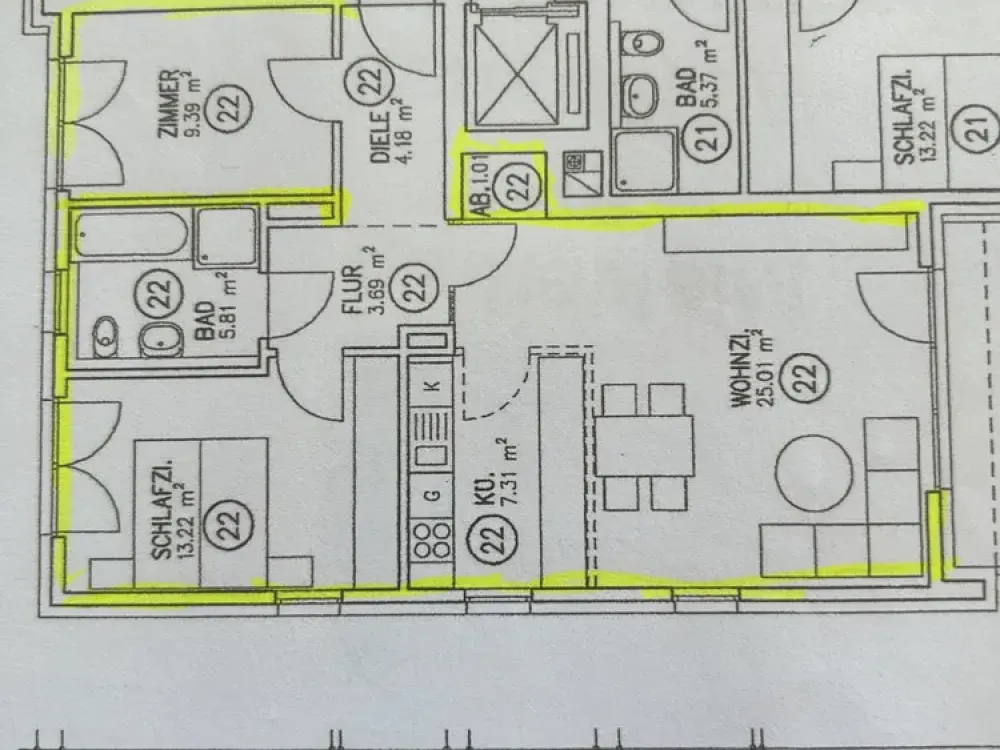 3 Zimmer Wohnung 74 qm
