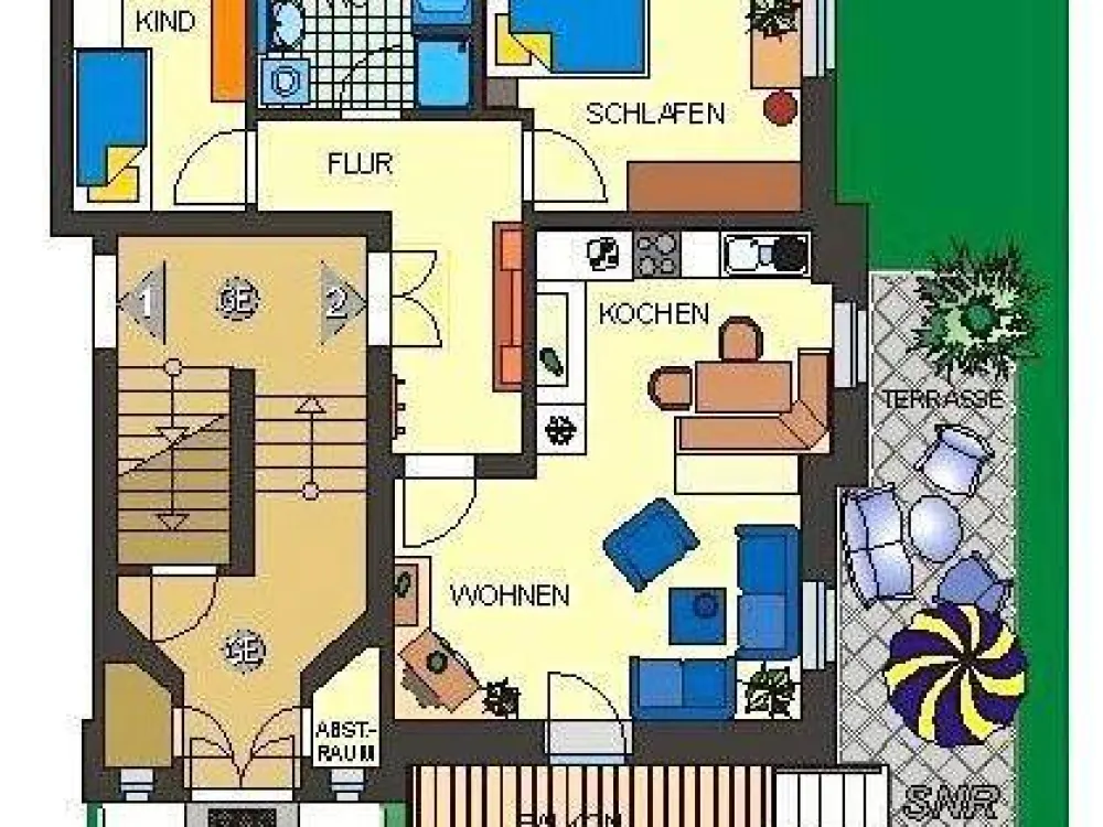 Plauen: Wohnung im Hochparterre mit großem Balkon, Gartenterrasse & großem Gartenanteil